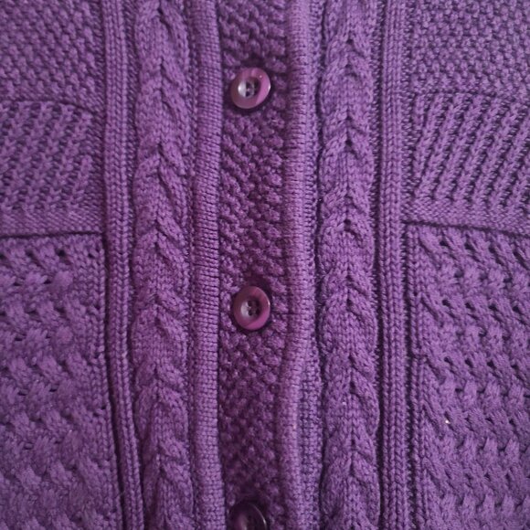 LL Bean red burgundy knit button up sweater, womans large petite - Picture 5 of 5